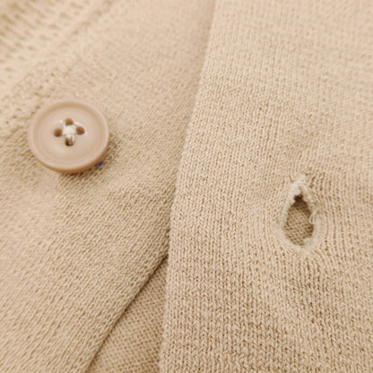 【新品】ガウディ GAUDI ハイゲージ コットン オープンカラー 半袖ニットシャツ ベージュ【 L 】【 状態ランクN 】【 メンズ 】