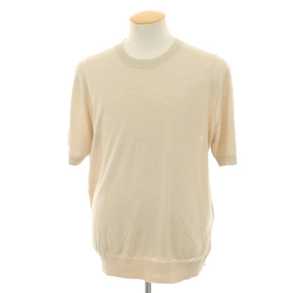 【新品】ガウディ GAUDI ハイゲージ リヨセルレーヨン クルーネック 半袖 プルオーバーニット ベージュ【 M 】【 状態ランクN 】【 メンズ 】