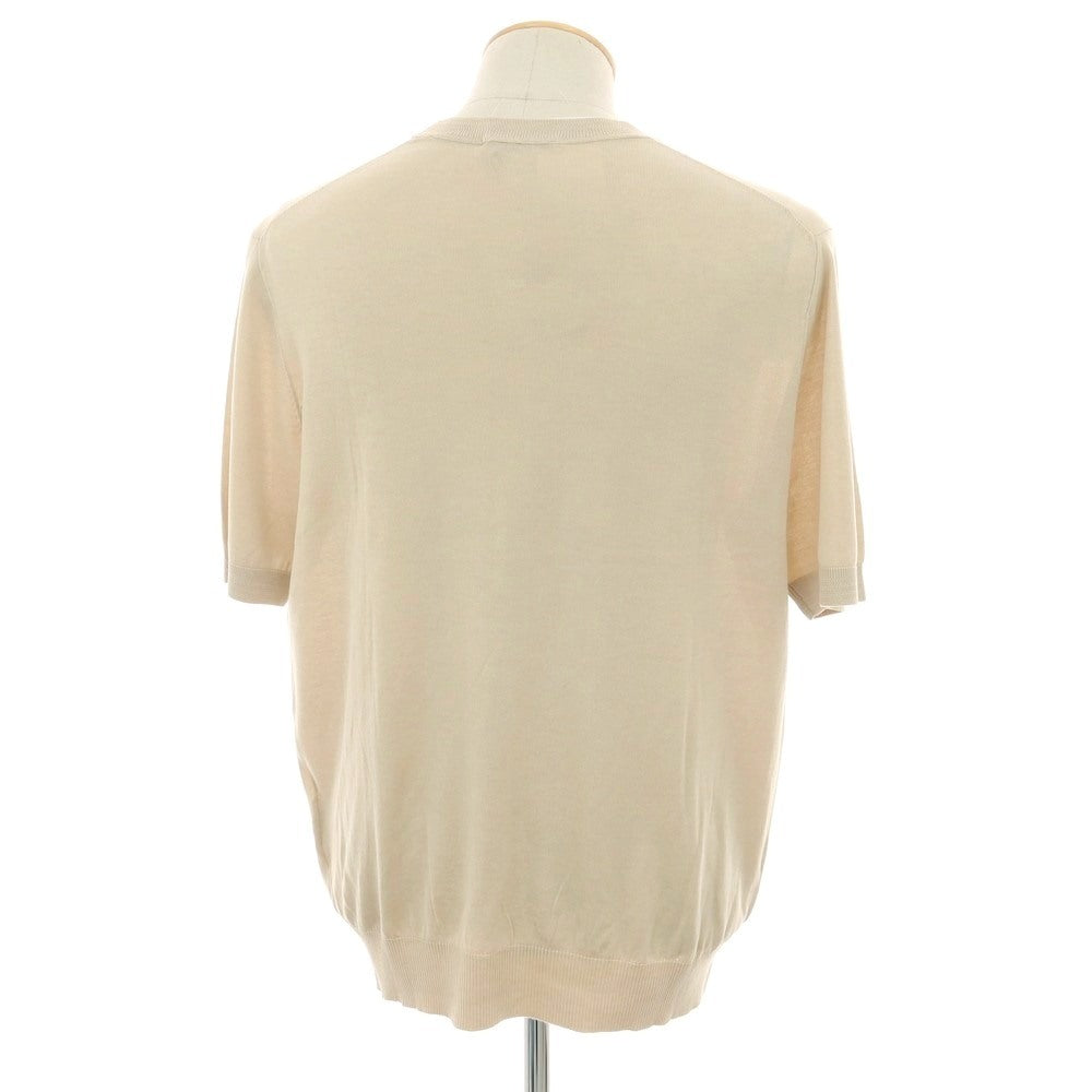 【新品】ガウディ GAUDI ハイゲージ リヨセルレーヨン クルーネック 半袖 プルオーバーニット ベージュ【 M 】【 状態ランクN 】【 メンズ 】