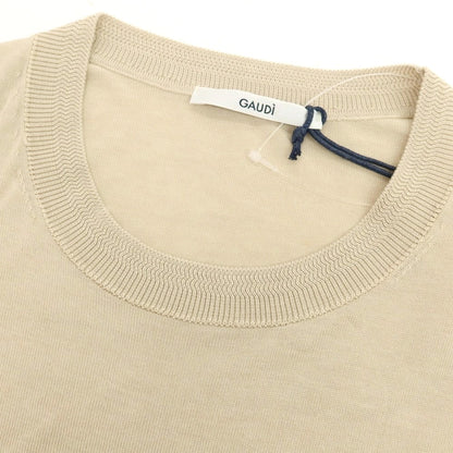 【新品】ガウディ GAUDI ハイゲージ リヨセルレーヨン クルーネック 半袖 プルオーバーニット ベージュ【 M 】【 状態ランクN 】【 メンズ 】
