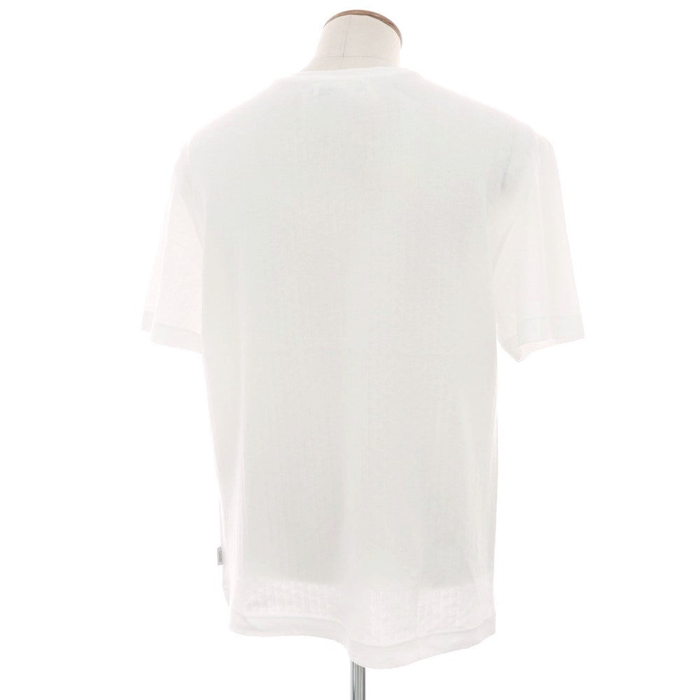 【新品アウトレット】ガウディ GAUDI コットンリヨセル ジャカード 総柄 ヘンリーネック 半袖 プルオーバーニット ホワイト【 L 】【 状態ランクN- 】【 メンズ 】