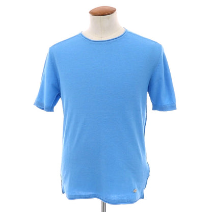 【新品】ガウディ GAUDI ハイゲージ コットン クルーネック 半袖 プルオーバーニット ライトブルー【 L 】【 状態ランクN 】【 メンズ 】