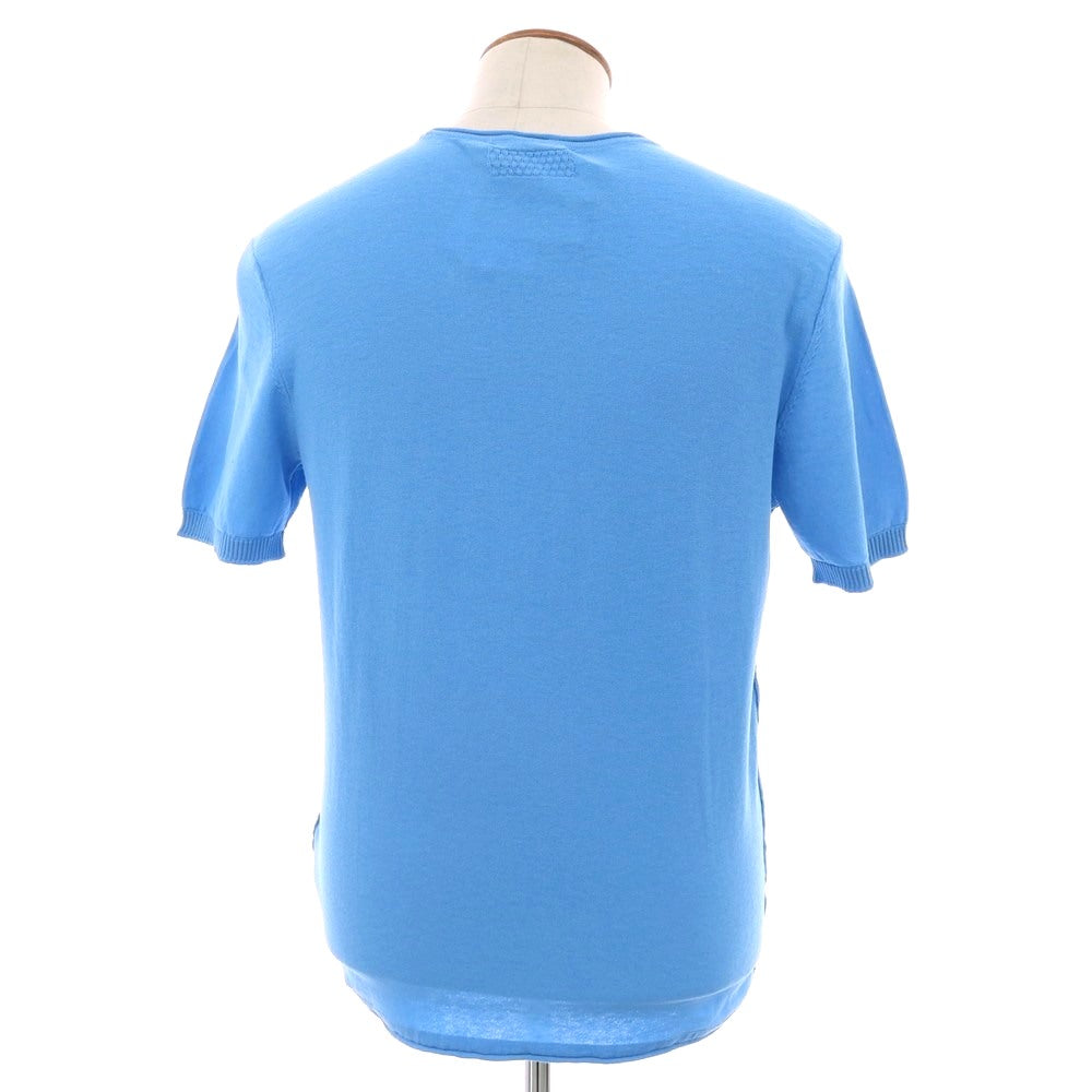 【新品】ガウディ GAUDI ハイゲージ コットン クルーネック 半袖 プルオーバーニット ライトブルー【 L 】【 状態ランクN 】【 メンズ 】