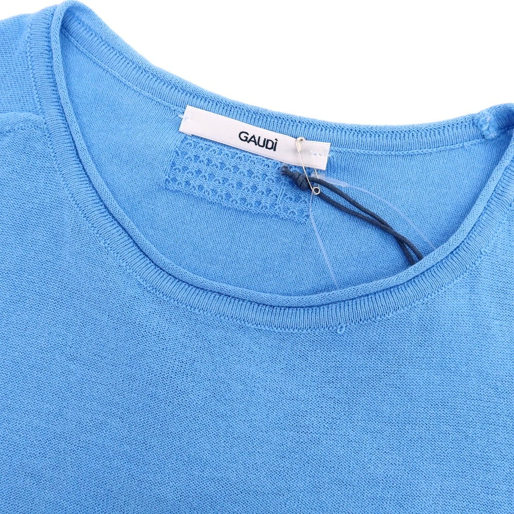【新品】ガウディ GAUDI ハイゲージ コットン クルーネック 半袖 プルオーバーニット ライトブルー【 L 】【 状態ランクN 】【 メンズ 】