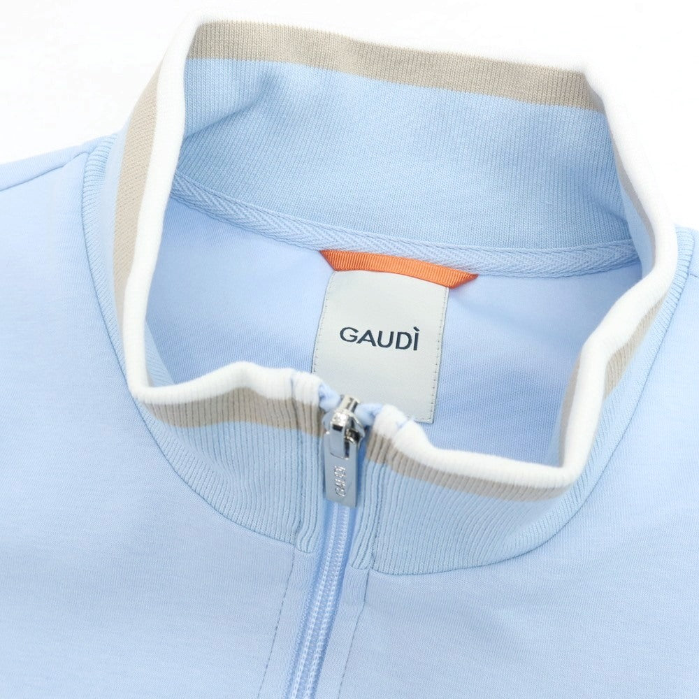 【新品アウトレット】ガウディ GAUDI コットンポリエステル ジャージー スタンドカラー ハーフジップトップ ライトブルー【サイズL】【 状態ランクN- 】【 メンズ 】[CPD]