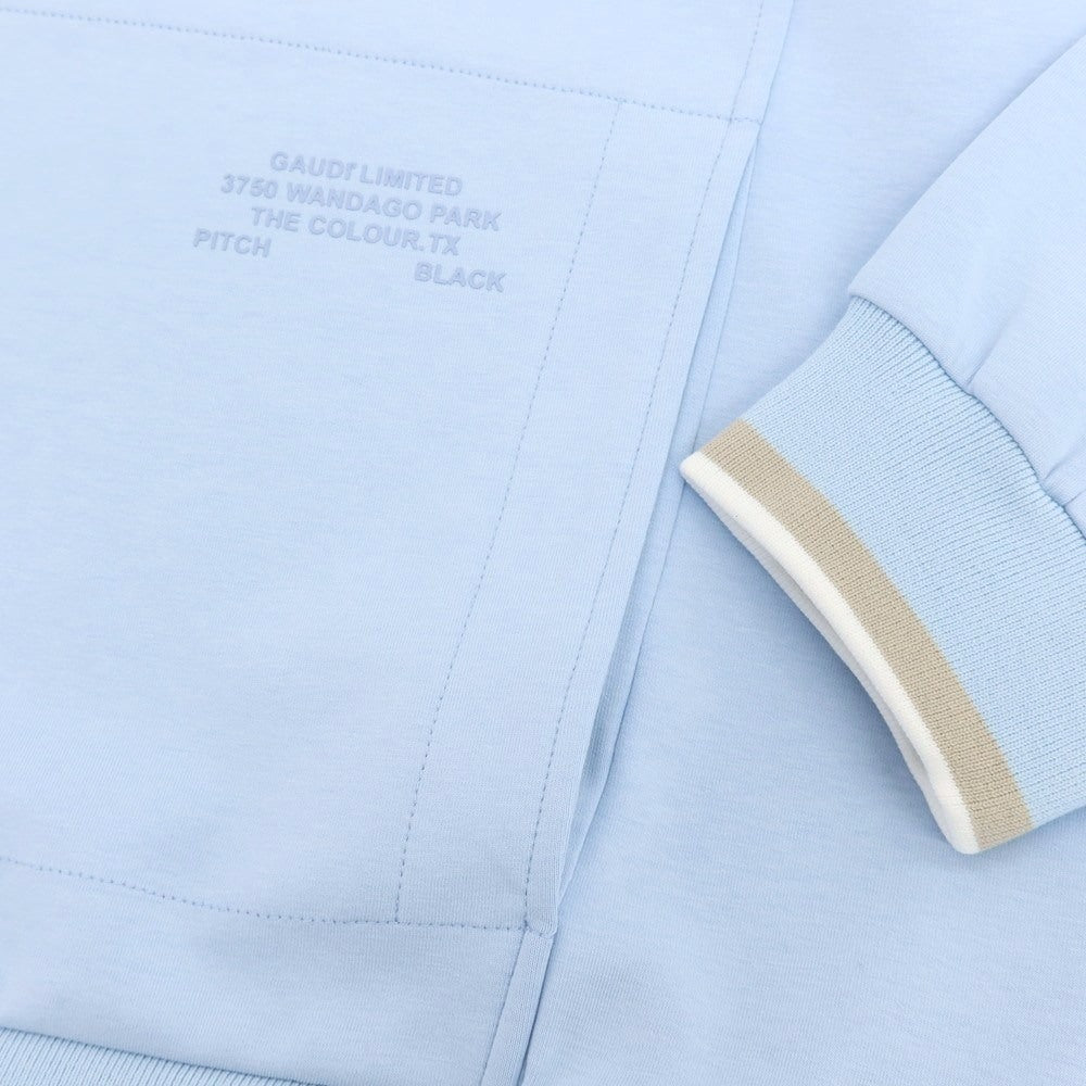 【新品アウトレット】ガウディ GAUDI コットンポリエステル ジャージー スタンドカラー ハーフジップトップ ライトブルー【 L 】【 状態ランクN- 】【 メンズ 】