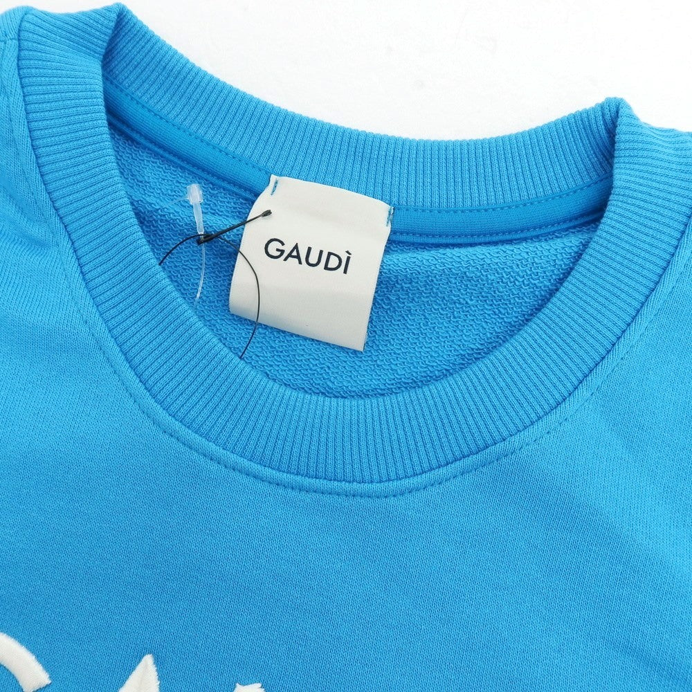 【新品】ガウディ GAUDI コットン 刺しゅうロゴ クルーネック スウェット ブルー【 L 】【 状態ランクN 】【 メンズ 】