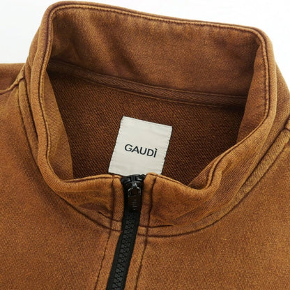 【新品】ガウディ GAUDI コットン スタンドカラー ハーフジップ スウェット オレンジブラウン【 L 】【 状態ランクN 】【 メンズ 】