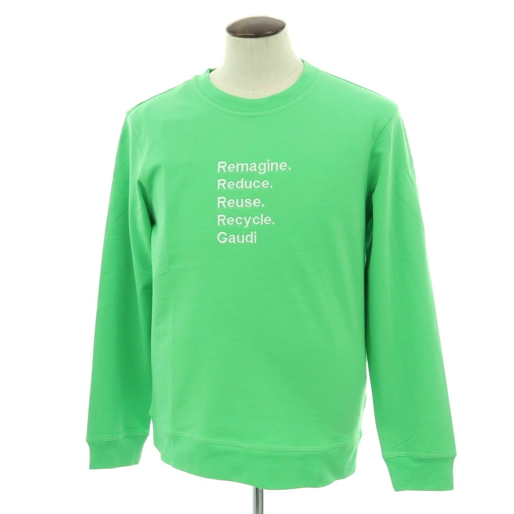 【新品】ガウディ GAUDI ストレッチ コットン 刺しゅうロゴ クルーネック スウェット ライトグリーン【 L 】【 状態ランクN 】【 メンズ 】