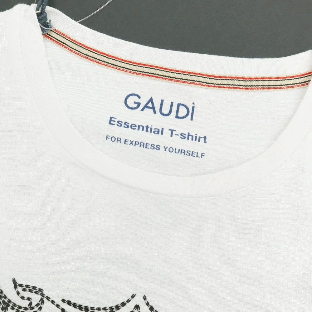 【新品】ガウディ GAUDI コットン クルーネック 半袖Ｔシャツ ホワイト【 L 】【 状態ランクN 】【 メンズ 】