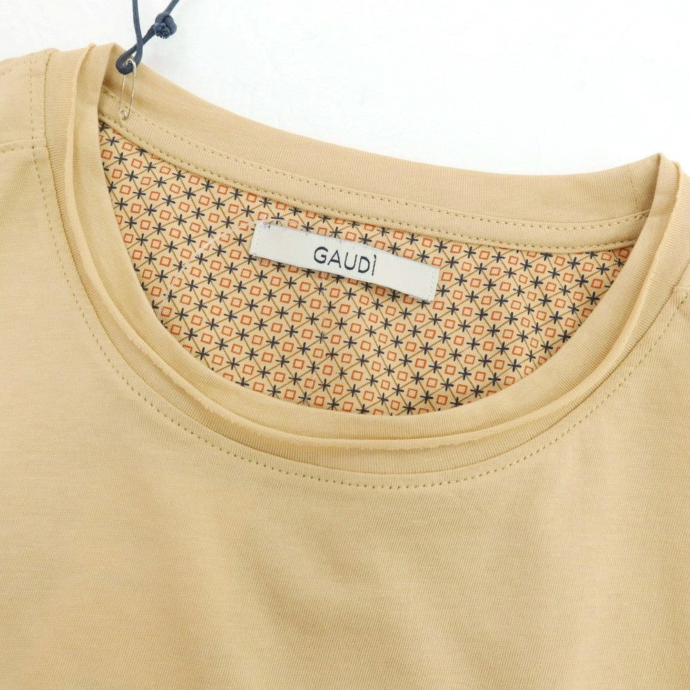 【新品】ガウディ GAUDI コットン クルーネック 半袖Ｔシャツ ベージュ【 L 】【 状態ランクN 】【 メンズ 】