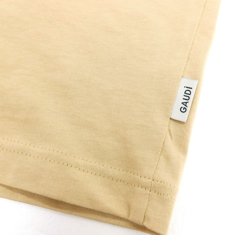【新品】ガウディ GAUDI コットン クルーネック 半袖Ｔシャツ ベージュ【 L 】【 状態ランクN 】【 メンズ 】