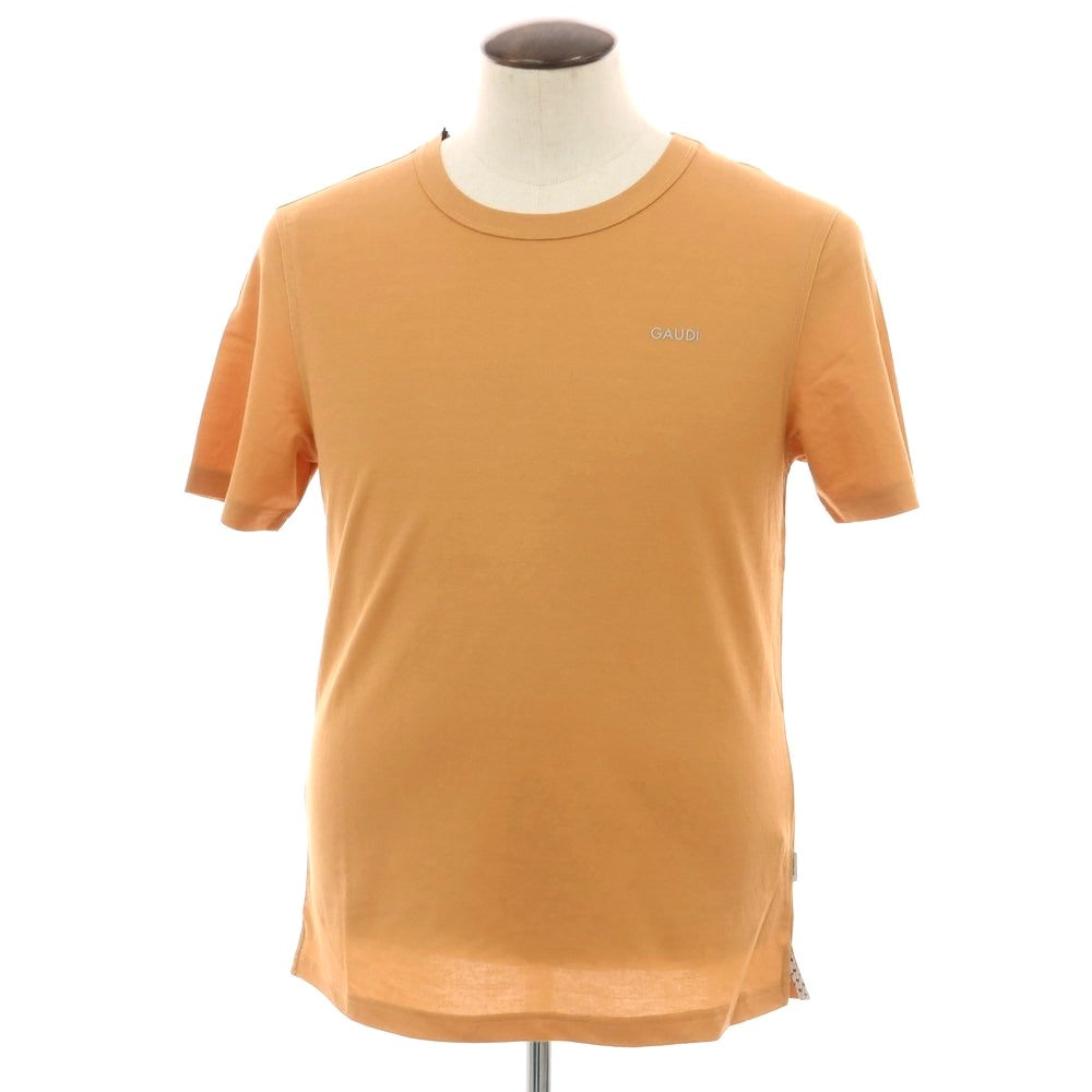 【新品】ガウディ GAUDI レーヨンナイロン クルーネック 半袖Ｔシャツ ライトオレンジブラウン【 L 】【 状態ランクN 】【 メンズ 】