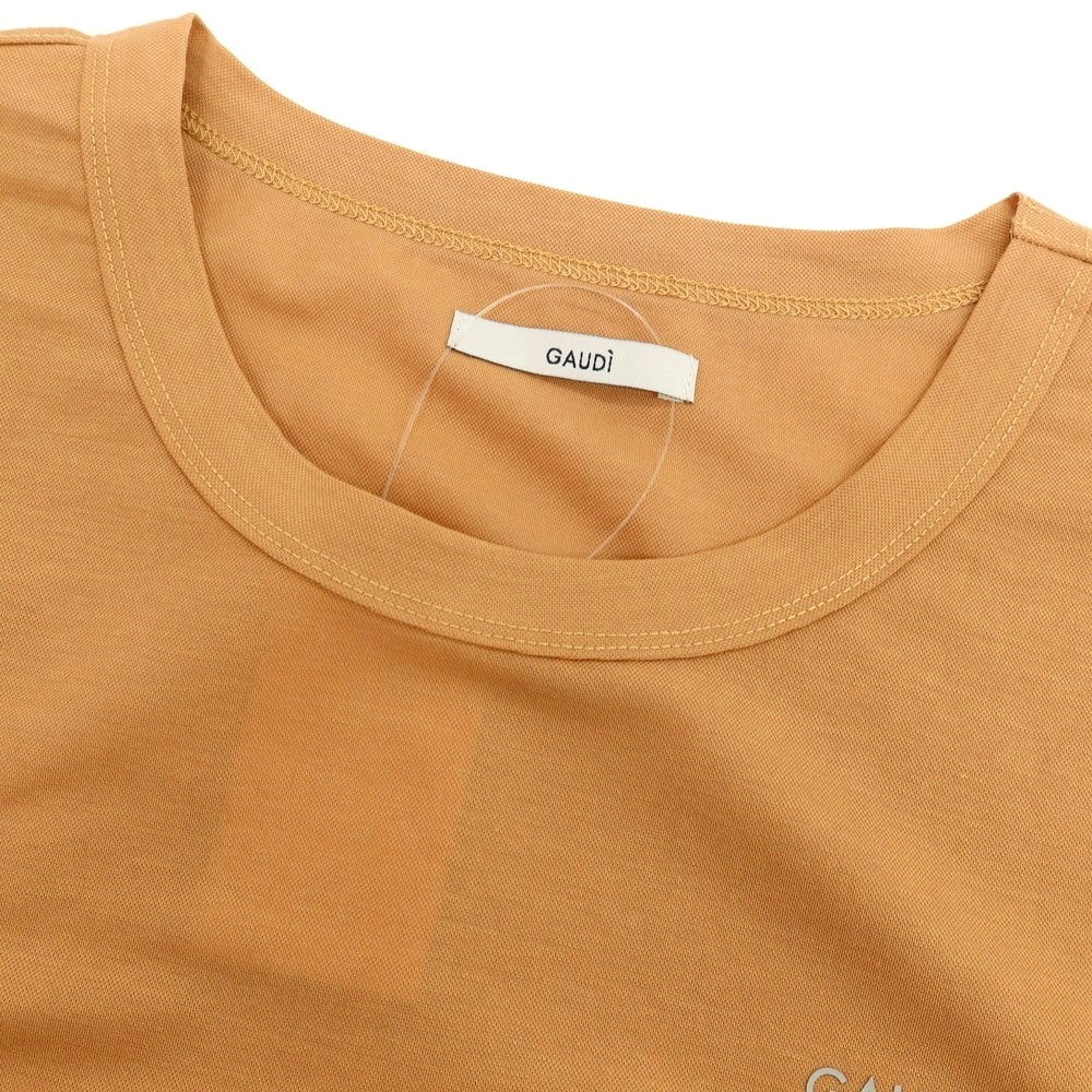 【新品】ガウディ GAUDI レーヨンナイロン クルーネック 半袖Ｔシャツ ライトオレンジブラウン【 サイズL 】【 状態ランクN 】【 メンズ 】 [BPD]