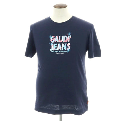 【新品アウトレット】ガウディ GAUDI コットン クルーネック 半袖Ｔシャツ ネイビー【 L 】【 状態ランクN- 】【 メンズ 】