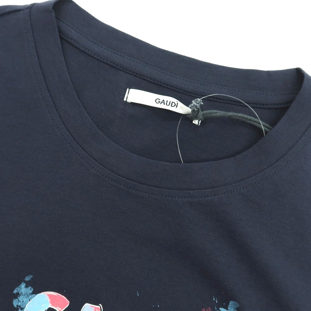 【新品アウトレット】ガウディ GAUDI コットン クルーネック 半袖Ｔシャツ ネイビー【サイズL】【 状態ランクN- 】【 メンズ 】[DPD]