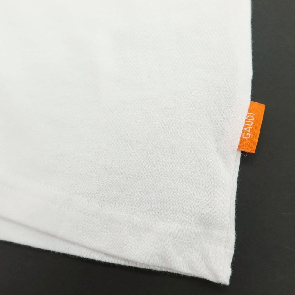 【新品アウトレット】ガウディ GAUDI コットン クルーネック 半袖Ｔシャツ ホワイト【 L 】【 状態ランクN- 】【 メンズ 】