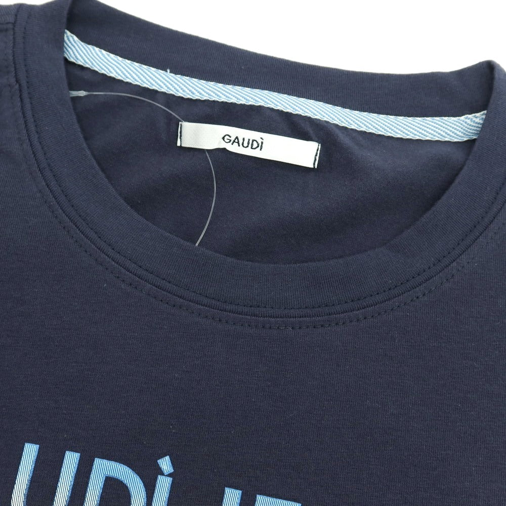 【新品】ガウディ GAUDI コットンポリウレタン クルーネック 半袖Ｔシャツ ネイビー【サイズL】【 状態ランクN 】【 メンズ 】[DPD]