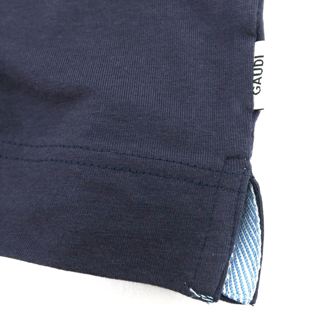 【新品】ガウディ GAUDI コットンポリウレタン クルーネック 半袖Ｔシャツ ネイビー【サイズL】【 状態ランクN 】【 メンズ 】[DPD]