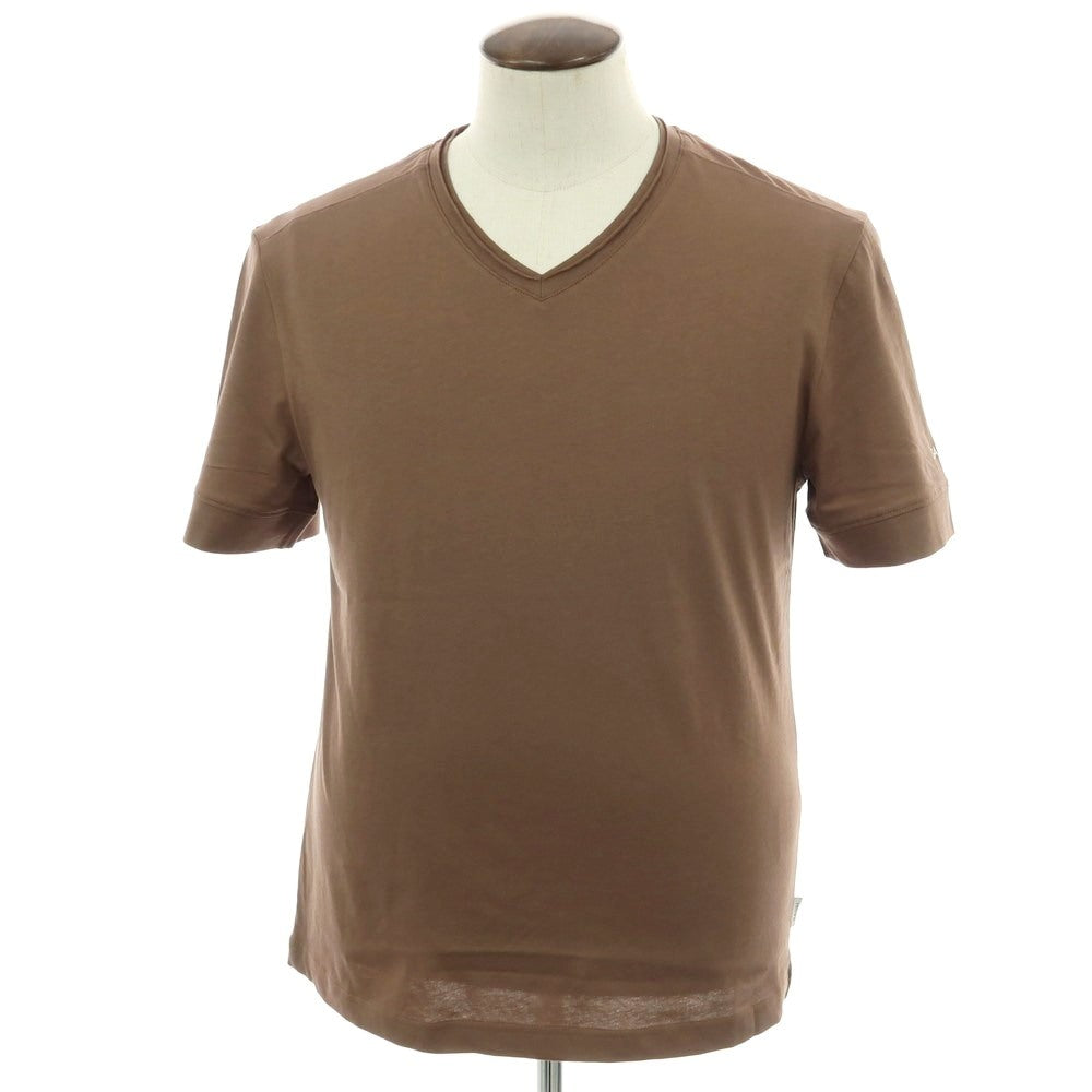 【新品】ガウディ GAUDI コットン Vネック 半袖Ｔシャツ ブラウン【 L 】【 状態ランクN 】【 メンズ 】