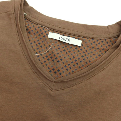 【新品】ガウディ GAUDI コットン Vネック 半袖Ｔシャツ ブラウン【 L 】【 状態ランクN 】【 メンズ 】