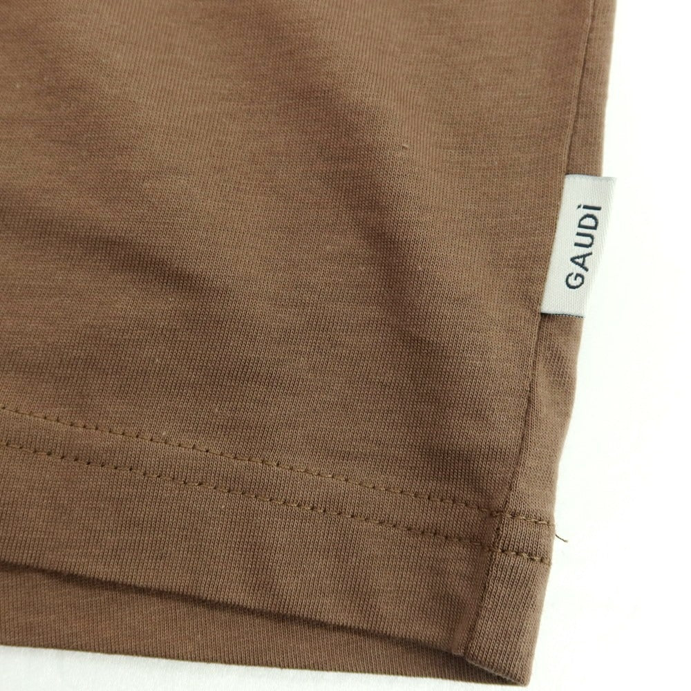 【新品】ガウディ GAUDI コットン Vネック 半袖Ｔシャツ ブラウン【 L 】【 状態ランクN 】【 メンズ 】