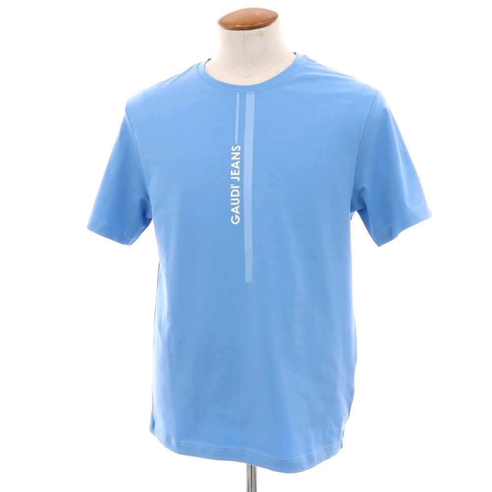 【新品】ガウディ GAUDI コットンポリウレタン クルーネック 半袖Ｔシャツ ライトブルー【 M 】【 状態ランクN 】【 メンズ 】