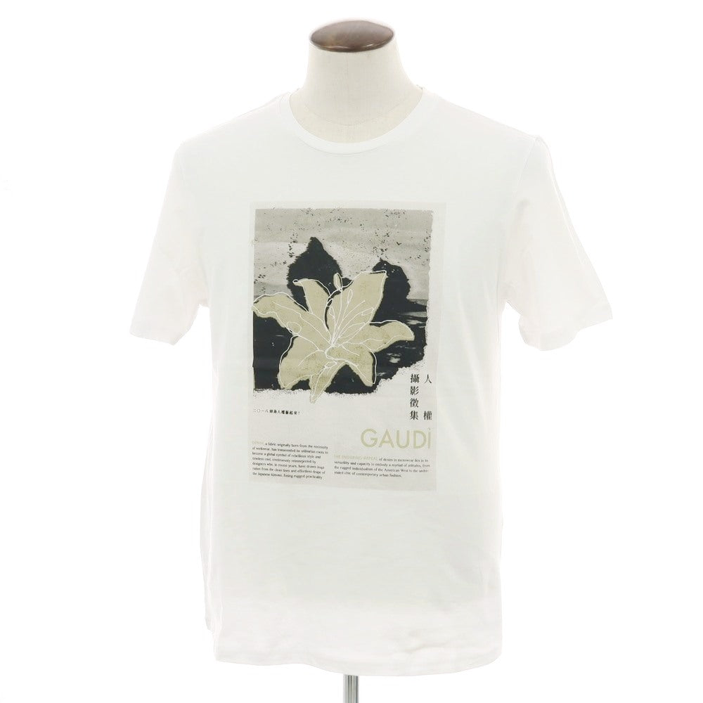 【新品】ガウディ GAUDI コットン クルーネック 半袖Ｔシャツ ホワイト【 L 】【 状態ランクN 】【 メンズ 】