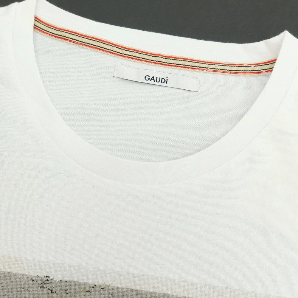 【新品】ガウディ GAUDI コットン クルーネック 半袖Ｔシャツ ホワイト【 L 】【 状態ランクN 】【 メンズ 】