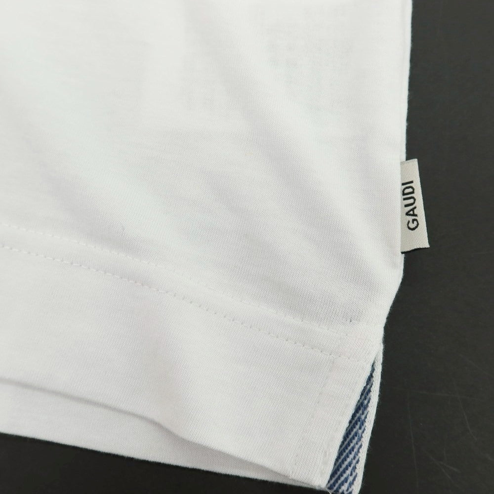 【新品】ガウディ GAUDI コットンモダール Vネック フェイクポケット 半袖Ｔシャツ ホワイト【 L 】【 状態ランクN 】【 メンズ 】