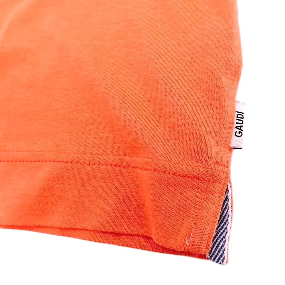 【新品】ガウディ GAUDI コットンモダール クルーネック 半袖Ｔシャツ オレンジ【 L 】【 状態ランクN 】【 メンズ 】