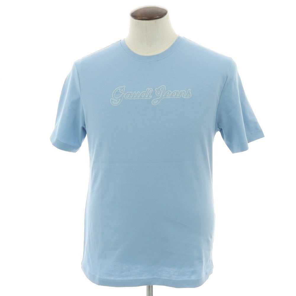 【新品】ガウディ GAUDI コットン クルーネック 半袖Ｔシャツ ライトブルー【 L 】【 状態ランクN 】【 メンズ 】