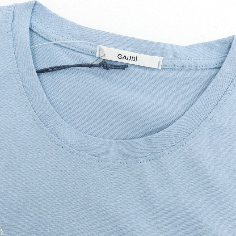 【新品】ガウディ GAUDI コットン クルーネック 半袖Ｔシャツ ライトブルー【サイズL】【 状態ランクN 】【 メンズ 】[DPD]