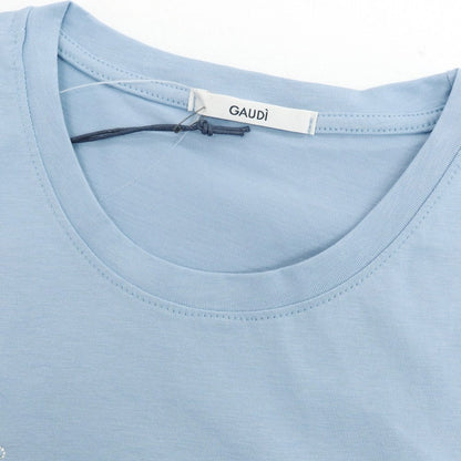 【新品】ガウディ GAUDI コットン クルーネック 半袖Ｔシャツ ライトブルー【 L 】【 状態ランクN 】【 メンズ 】