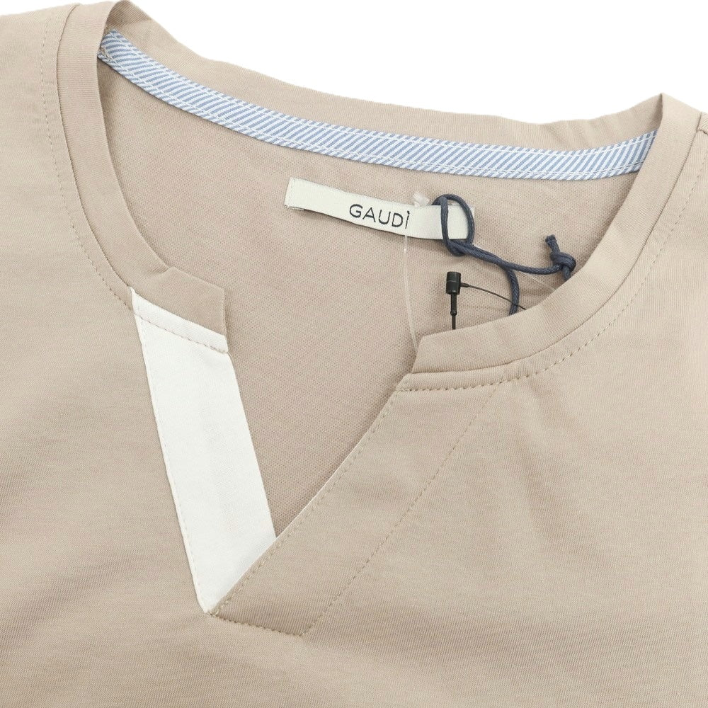 【新品】ガウディ GAUDI コットン 半袖Ｔシャツ ベージュ【 サイズL 】【 状態ランクN 】【 メンズ 】 [BPD]