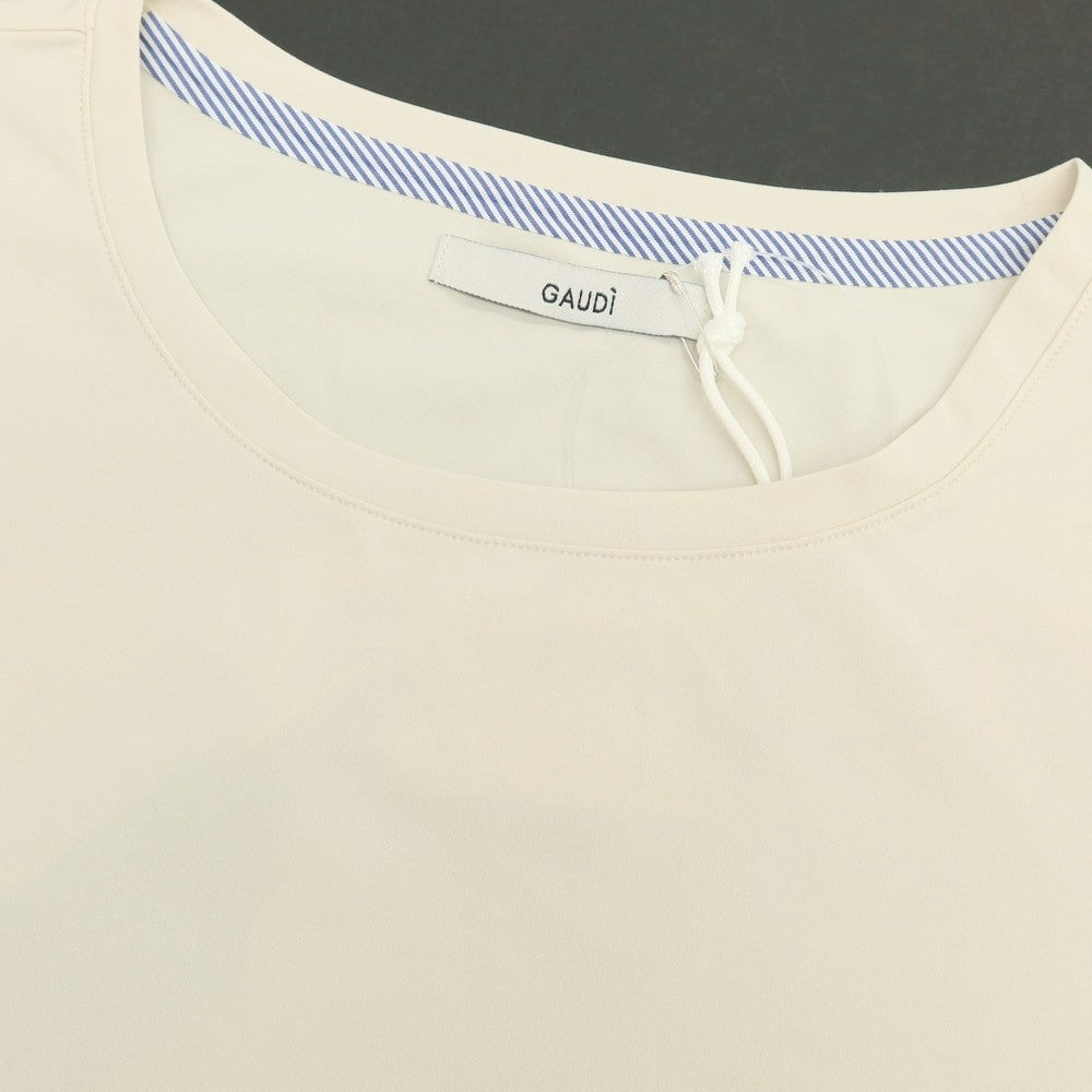 【新品アウトレット】ガウディ GAUDI ナイロンジャージー ガウディテック クルーネック ポケット 半袖Ｔシャツ ライトベージュ【 L 】【 状態ランクN- 】【 メンズ 】