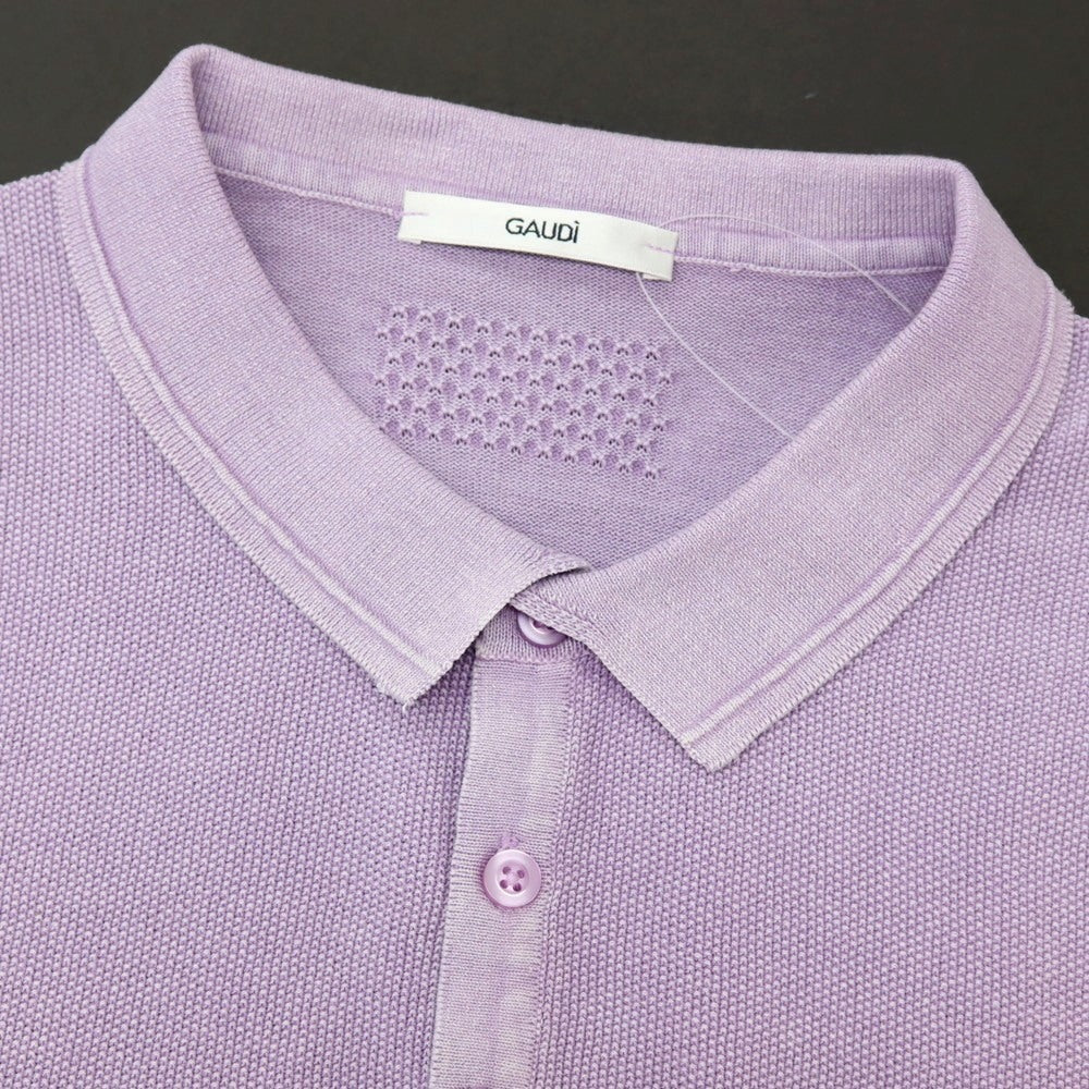 【新品】ガウディ GAUDI コットン 半袖 ポロニット ライトパープル【 L 】【 状態ランクN 】【 メンズ 】