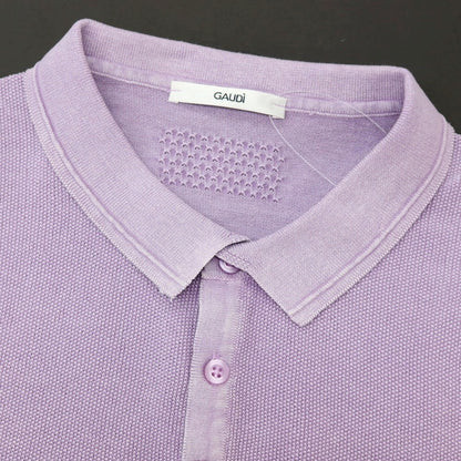【新品】ガウディ GAUDI コットン 半袖 ポロニット ライトパープル【 L 】【 状態ランクN 】【 メンズ 】