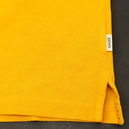 【新品アウトレット】ガウディ GAUDI コットン 鹿の子 スキッパー 半袖ポロシャツ マスタード【 L 】【 状態ランクN- 】【 メンズ 】