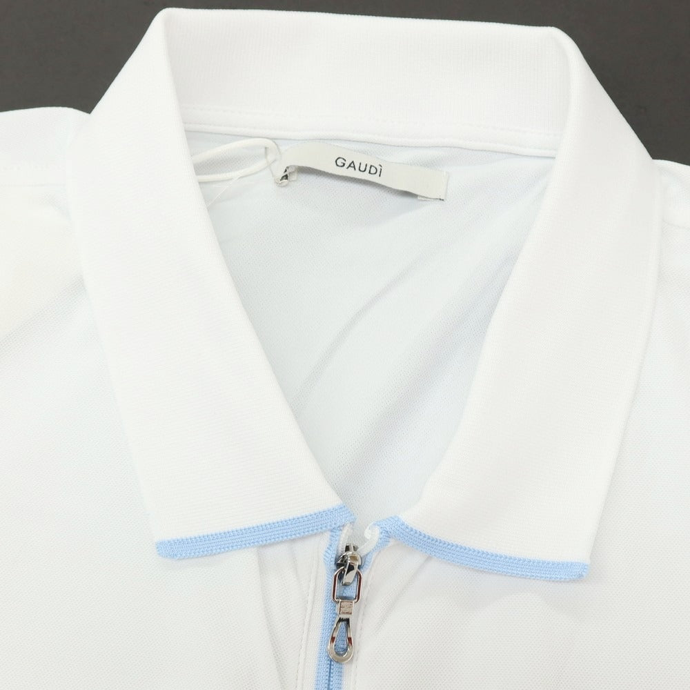 【新品アウトレット】ガウディ GAUDI ナイロンポリウレタン ガウディテック ハーフジップ 半袖ポロシャツ ホワイト【 L 】【 状態ランクN- 】【 メンズ 】