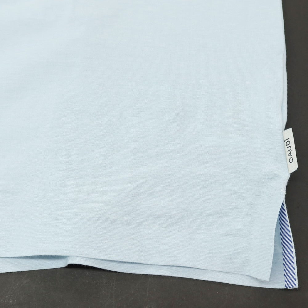 【新品アウトレット】ガウディ GAUDI コットン 比翼仕立て 半袖ポロシャツ ライトブルー【 L 】【 状態ランクN- 】【 メンズ 】