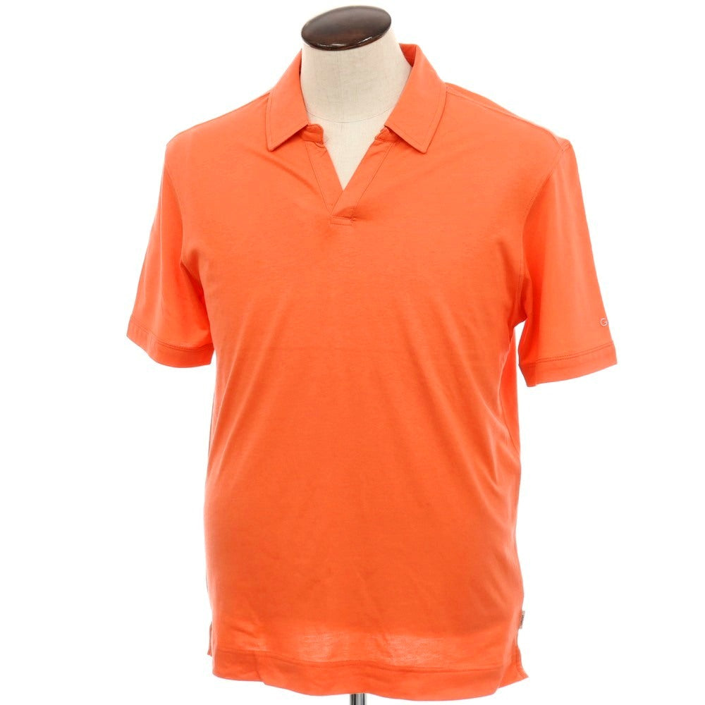 【新品】ガウディ GAUDI コットンモダール スキッパー 半袖ポロシャツ オレンジ【 L 】【 状態ランクN 】【 メンズ 】