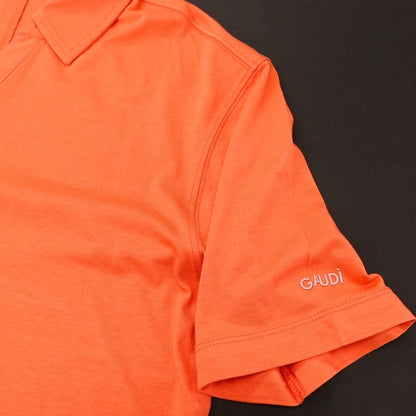 【新品】ガウディ GAUDI コットンモダール スキッパー 半袖ポロシャツ オレンジ【 L 】【 状態ランクN 】【 メンズ 】