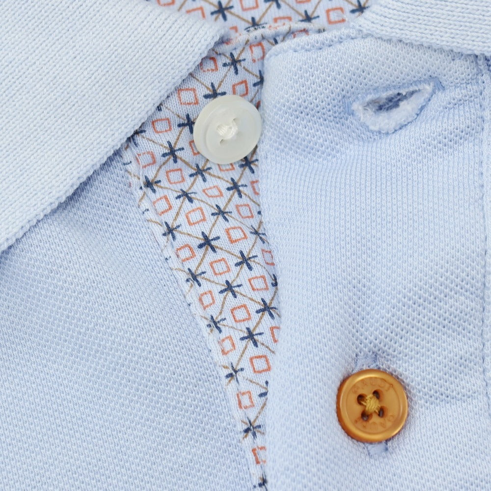 【新品】ガウディ GAUDI コットン 鹿の子 半袖ポロシャツ ライトブルー【 L 】【 状態ランクN 】【 メンズ 】