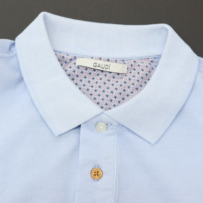 【新品】ガウディ GAUDI コットン 鹿の子 半袖ポロシャツ ライトブルー【 L 】【 状態ランクN 】【 メンズ 】