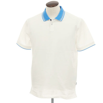 【新品アウトレット】ガウディ GAUDI コットン 鹿の子 半袖ポロシャツ ホワイトxブルー【 L 】【 状態ランクN- 】【 メンズ 】