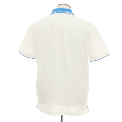 【新品アウトレット】ガウディ GAUDI コットン 鹿の子 半袖ポロシャツ ホワイトxブルー【 L 】【 状態ランクN- 】【 メンズ 】