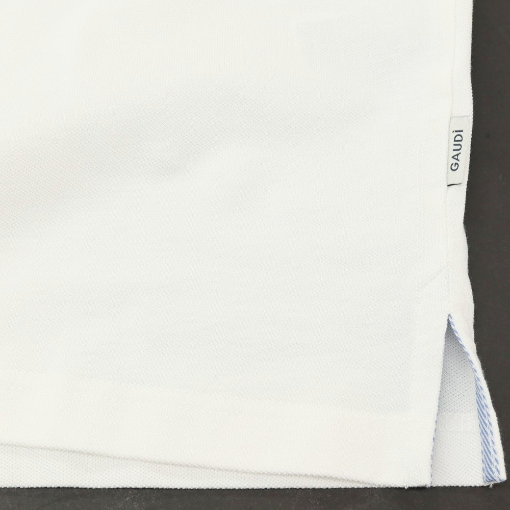 【新品アウトレット】ガウディ GAUDI コットン 鹿の子 半袖ポロシャツ ホワイトxブルー【 L 】【 状態ランクN- 】【 メンズ 】