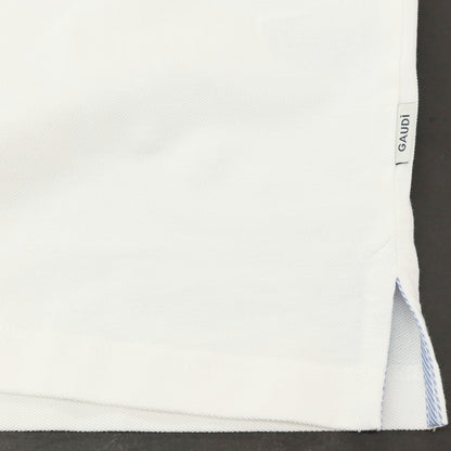 【新品アウトレット】ガウディ GAUDI コットン 鹿の子 半袖ポロシャツ ホワイトxブルー【 L 】【 状態ランクN- 】【 メンズ 】