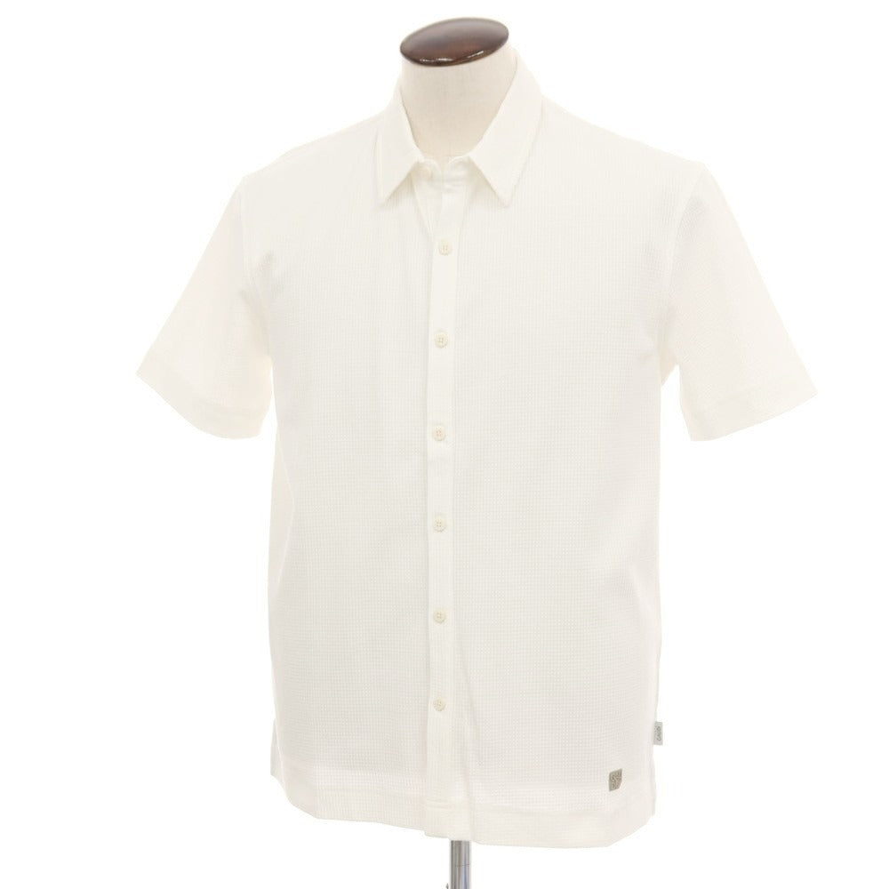 【新品】ガウディ GAUDI コットンポリエステル ジャージー ガウディテック レギュラーカラー 半袖シャツ ホワイト【サイズL】【 状態ランクN 】【 メンズ 】